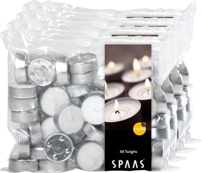Spaas Theelichtjes/waxinelichtjes - 200x - wit - D3,9 cm - 4,5 branduren - geurloze kaarsen