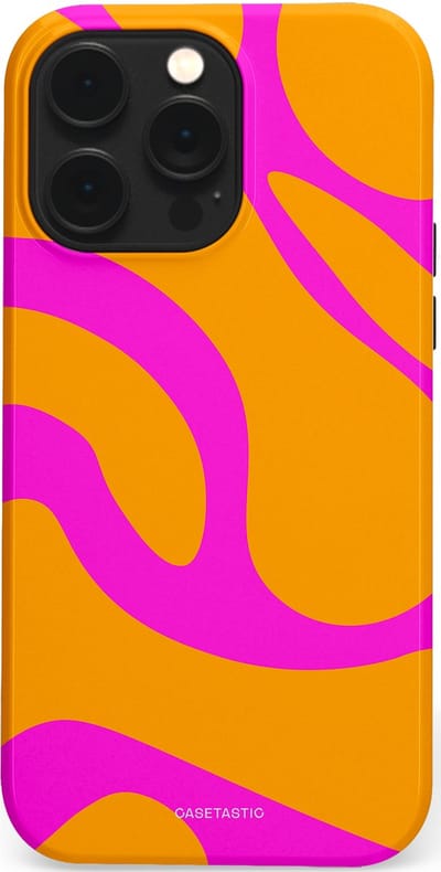 Casetastic Hoesje Geschikt voor Apple iPhone 14 Pro Max Magsafe - Stijlvolle Beschermende Duo-layer Case - Zonnige Zebra Roze-Oranje