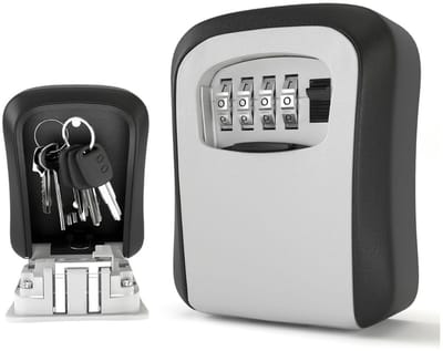 CLVP® Sleutelkluisje met Code voor Buiten - Sleutelkast - Wandmontage - Zwart met Grijs