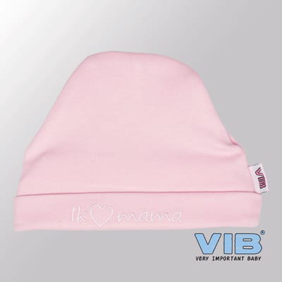 VIB® - Muts rond - Ik (hartje) Mama - (Roze) - Babykleertjes - baby muts - baby muts newborn - baby mutsje - baby cadeau - kraam cadeau - baby aankodiging