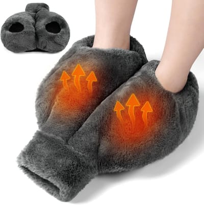 Voetwarmer zonder stroom, warmwaterkruik voor voeten, zachte en warme voetwarmer, 2-in-1 voetwarmwaterkruik voor dames, heren, volwassenen, voor thuis, kantoor en buiten