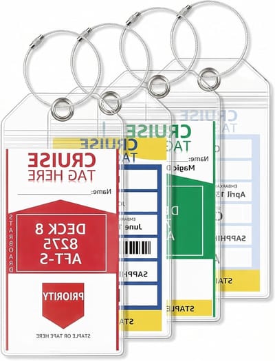 Robuuste Waterdichte Koffersleutels voor Cruises, XXL Transparante Bagagelabels met Metalen Bevestiging, Ideaal voor Aida en TUI (4 Stuks, 19 * 11cm)