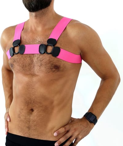 Kiotos - Elastisch Borstharnas - Tuigje - Riemenbody - Roze - Maat S/M