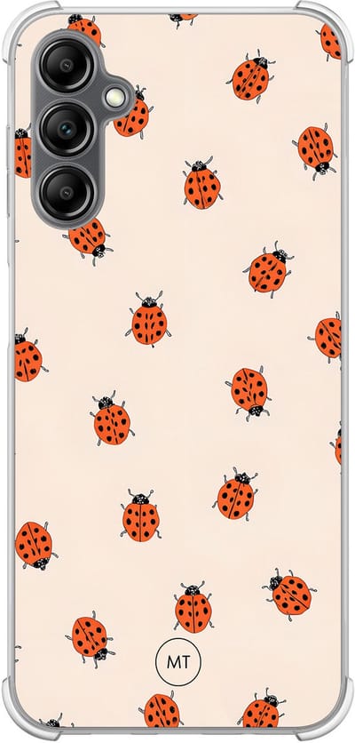 Hoesje (shockproof) geschikt voor Samsung Galaxy A14 5G - Lieveheerstbeestjes - Extra sterke case - TPU/polycarbonaat - Print - Beige, Transparant