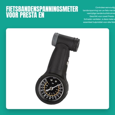 Dailygoods- Bandenspanningsmeter Groot Meetbereik 0-160 psi - Bandenspanningsmeter Fiets - Fietsaccessoire - Presta/Schrader Ventiel - Nauwkeurige Meting - Essentieel Hulpmiddel - Luchtdrukmeter