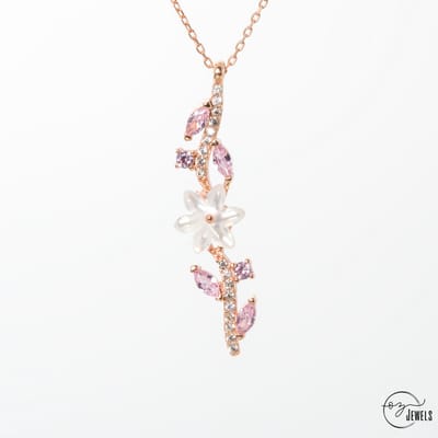 OZ Jewels – Magnolia Elegantie Ketting – Roségoud – Roze – Dames