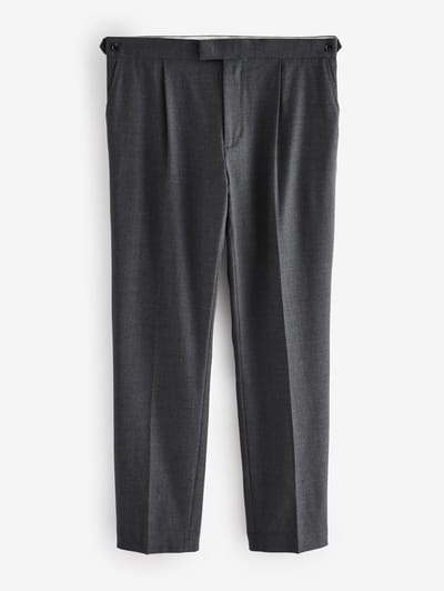 Next - Heren - Wollen Rijke Slim Textuur Broek Met Zijverstellers - Grijs