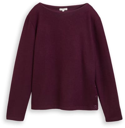 Tom Tailor - Soft-touch sweatshirt met knoopdetails - Maat L - Dark Red Mélange
