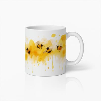 Kunstzinnige Honingbij Waterverf Keramische Koffiemok - Natuur Geïnspireerd Bijenliefhebbers Cadeau