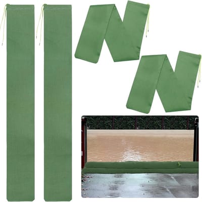 Set van 4 - Zandzakken voor waterbeheer - Canvas zandzakken - Verdikt - Met trekkoord - Herbruikbaar - Geschikt voor bescherming tegen overstromingen, regen en wind - Kan gebruikt worden om parapluvoeten aan te drukken - 8*60 cm - Groen