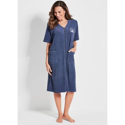 Lichte badstof badjas met ritssluiting - blauw - Gr. 24 van Goldner Fashion