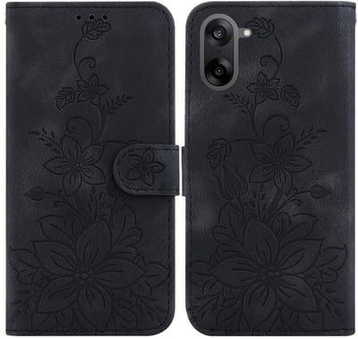Coverup Hoesje - Geschikt voor OnePlus Nord CE5 Hoesje - Coverup Bloemen Book Case - Zwart