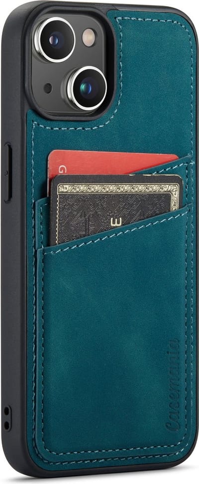 Casemania Hoesje Geschikt voor Apple iPhone 14 - met Pasjeshouder Emerald Green - Back Cover met Kaarthouder