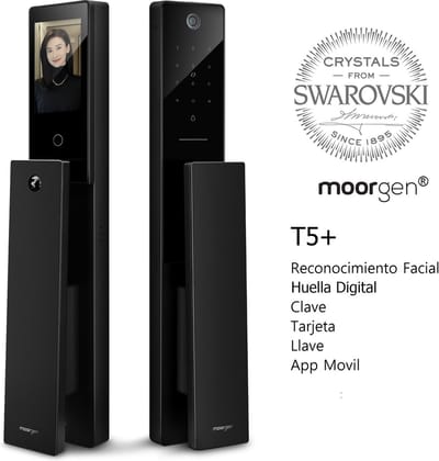 Xcruiser Moorgen Smart Door Lock - T5+ Series is configured with 6 door unlocking mechanism - Face Recognition, Finger Vein, Pin Codes, Smart Card, Mobile App and Physical Key.