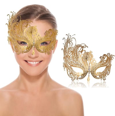 Dailygoods- Masker Venetiaans - Maskerade-masker - Feestmasker - Kostuummasker - Oogmasker - Duurzaam filigraan met strass-versieringen