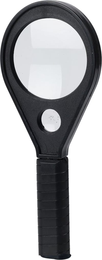 Vergrootglas met dubbele lens - kunststof - zwart - 15 x 6 cm - Wetenschap/onderzoeken/lezen - speelgoed voor kinderen