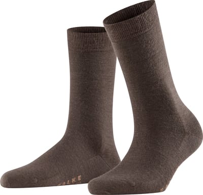 FALKE Softmerino eenkleurig wol katoen sokken dames bruin - maat 37-38