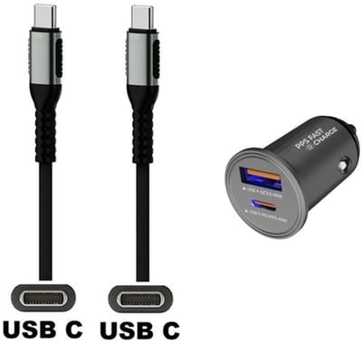 45W auto snellader met 2 poorten + 0,2m sterke USB C naar C kabel. Universele PD PPS lader. Autolader adapter past op Google Pixel 7, 7 Pro, 8, 8a, 8 Pro, 9, 9 Pro, 9 Pro XL, 9 Fold, 10, 10a, 10 Pro, 10 Pro Fold, 10 Pro XL, 10 Fold, C, XL