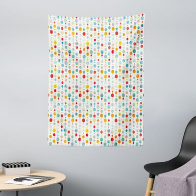ABAKUHAUS Abstract Wandtapijt, Kleurrijke Cirkelvormige Grote Stippen, 110 x 150 cm, Multicolor