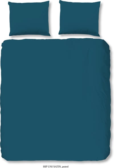 HIP dekbedovertrek effen kleur - 2 persoons 200x200/220 cm - Petrol - 100% Katoen satijn