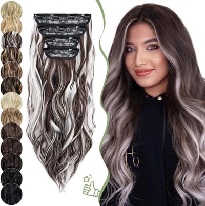 Kruidige Krullende Haarextensions van Synthetisch Haar, 180 g, 4 Stukken met 11 Clips, Lang Haar in Chocoladebruin