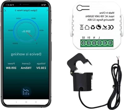 Zigbee Energiemonitor - Stroommeter Slim - Energieverbruik Monitoren - Real-time Meting Zonne-Net - 10 x 10 x 3 cm - Wit