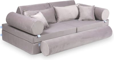 XXL Modulaire bank - Speelsofa- Velvet - Lila Premium (incl. 4 kussens, 2 bolsters en 1 lange bolster)
