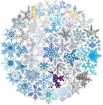 Winkrs | Sneeuwvlok Stickers - Sneeuw, Winter, IJs, Frozen - 50 stuks Kerststickers - Kerst Decoratie