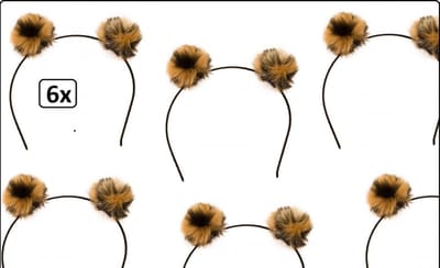 6x Diadeem pluche panter - carnaval thema party hoofddeksel haarband dieren optocht