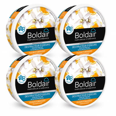 Boldair Geurverdrijver Gel Fleur d'Oranger 300 g - Set van 4 Stuks - Professionele Luchtverfrisser Geurneutralisator - 8 Weken Werking tot 30 m² - Made in France Grasse