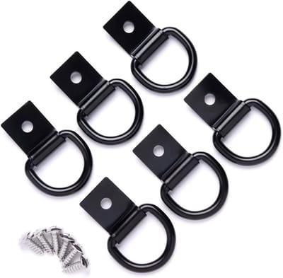 D-ring spanankers - Vastbinden haken - Lading Zekeren - Zwaar Staal - 6 stuks - Zwart