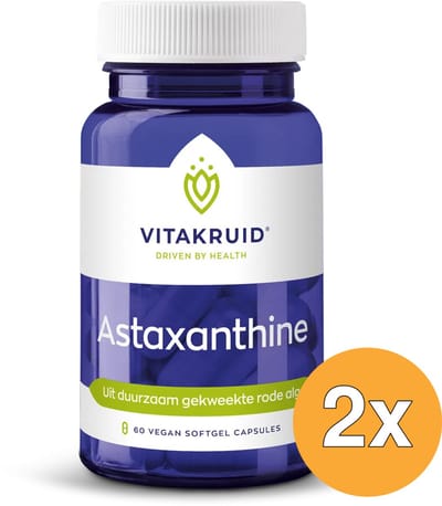 2x Vitakruid Astaxanthine Astapure® 4mg Duurzaam Gekweekte Alg (60 vega capsules)