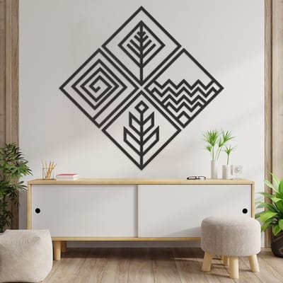 Wanddecoratie 4 Elementen - Muurdecoratie 4 Elementen - Muurdecoratie Hout - Wanddecoratie Hout - Muurdecoratie Woonkamer - Wanddecoratie Woonkamer - Wanddecoratie Industrieel - Wanddecoratie Dieren - Home Decor - Wall Line Art - 127 x 127 cm