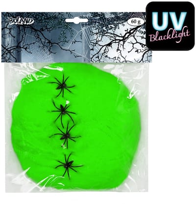 Boland - Spinrag met spinnen 60 g groen - Horror - Horror