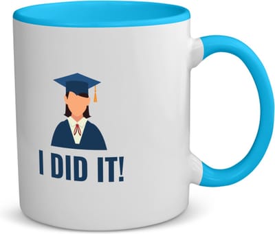 Akyol - i did it! koffiemok - theemok - blauw - Geslaagd - iemand die is geslaagd - gelukt - gefeliciteerd - examen - school - diploma gehaald - cadeau - kado - geschenk - gift - 350 ML inhoud