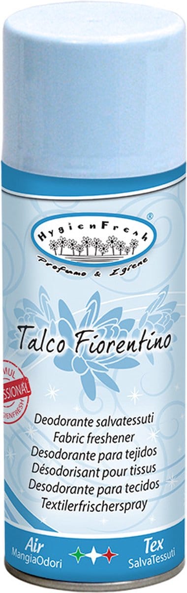 HygienFresh Talco Fiorentino Textielspray 400 ml – Textielverfrisser & Luchtverfrisser – Talkgeur
