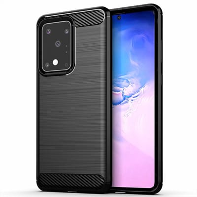 Hoesje Geschikt Voor Samsung Galaxy S20 Ultra Hoesje Brushed TPU - Matt Zwart