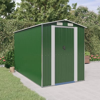 vidaXL - Tuinschuur - 192x357x223 - cm - gegalvaniseerd - staal - groen