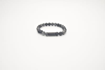 JOSH Heren Armband met Natuursteen Matt Grey-Lava | 09313-BRA