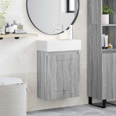 vidaXL - Badkamermeubel - met - kraan - Grijs - Sonoma - 45,5 - x - 22,5 - x - 84 - cm