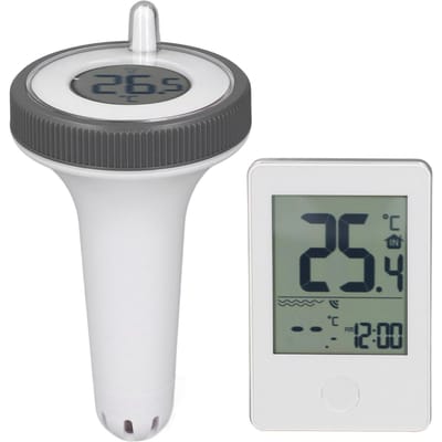 Thermomètre de piscine sans fil avec écran LCD Précision de 0,1 degré Celsius Thermomètre flottant numérique étanche Mesureur de température gray