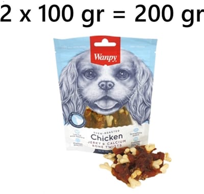 Wanpy - Hondensnack - oven-roasted chicken jerky biscuit - 100 gr - ** 2 X ** = 200 gr - low fat - high protein - premium quality - healty digestion - lekker en gezond