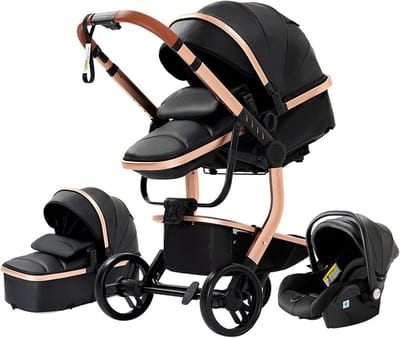 3-in-1 Kinderwagen Set: Multifunctionele Reiswieg, Inklapbare Wandelwagen met Luxe Zitstand