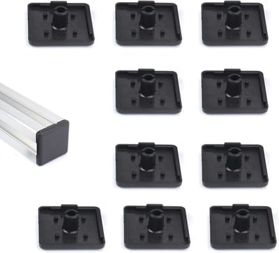 Set van 10 Aluminium Profiel Eindkappen 40 x 40 cm, Krasbestendig Hoofdkap voor Platforms, Aquariums en Planken, Zwart
