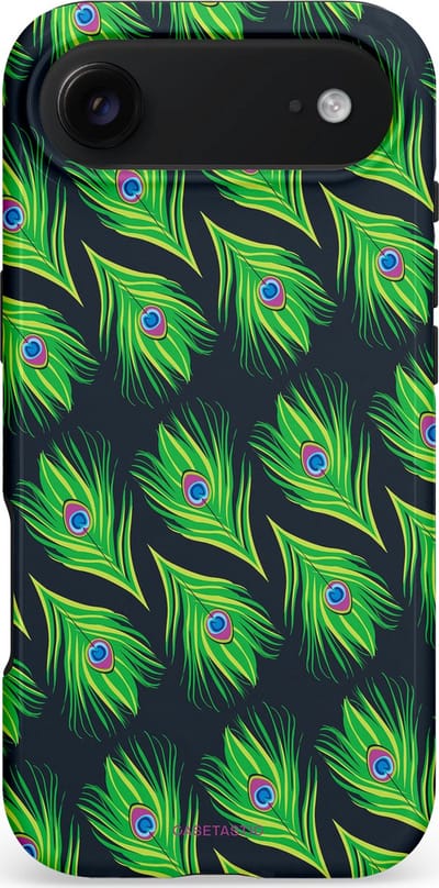 Casetastic hoesje geschikt voor Apple iPhone Air - MagSafe - Dubbellaagse bescherming - Veren van verleiding - Fashion Case - Groen Zwart
