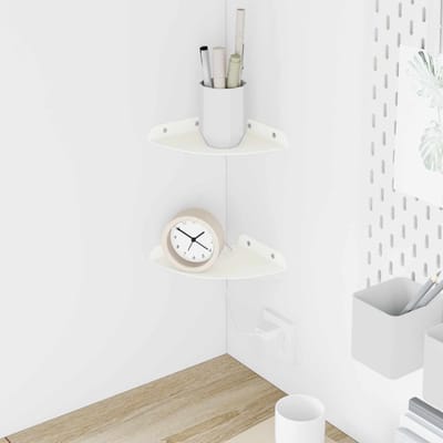 vidaXL - Hoek - Plank - 2 - st - Wit - 15 - x - 15 - x - 2 - cm