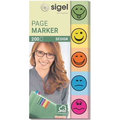 Sigel indexeringsstrookjes - 20x50mm - Smile - 5 motieven/kleuren - papier - index tabs - SI-HN502