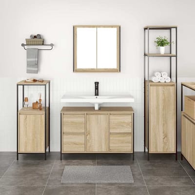 vidaXL - Badkamermeubel - Set - 3 - st - Sonoma - Eiken - en - Zwart - 36 - x - 35 - x - 165 - cm