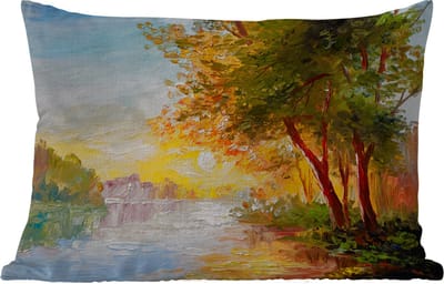 Buitenkussens - Natuur - Schilderij - Boom - Water - 60x40 cm - Weerbestendig