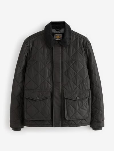 Next - Heren - Regenbestendige corduroy colbert met schuine doorgestikte ruit - Zwart